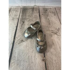 TEENY TOES Girl’s Mary Jane Pewter Shoes / Size: 1W Baby